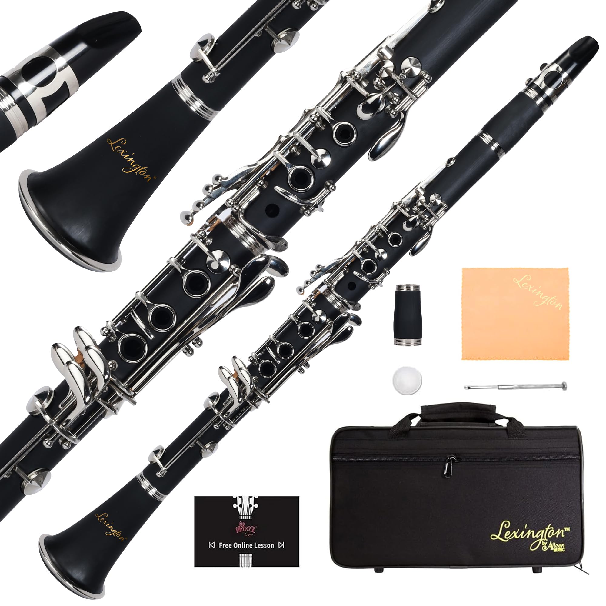 Amazon.com: Aileen Lexington Bb Flat 17 Key Clarinet with One